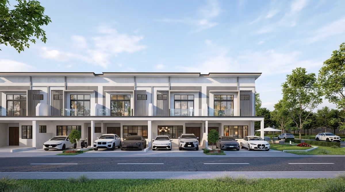 Riveria Garden Avenia double storey terrace house facade render